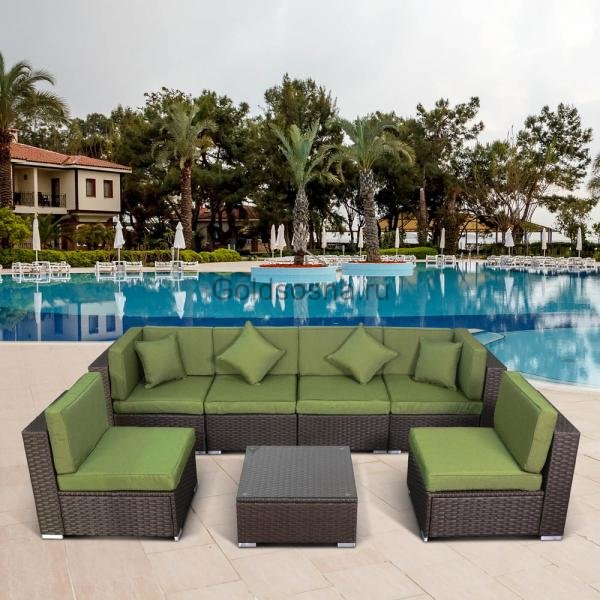 Комплект мебели из иск. ротанга YR822BG Brown/Green Комплект мебели из иск. ротанга YR822BG Brown/Green